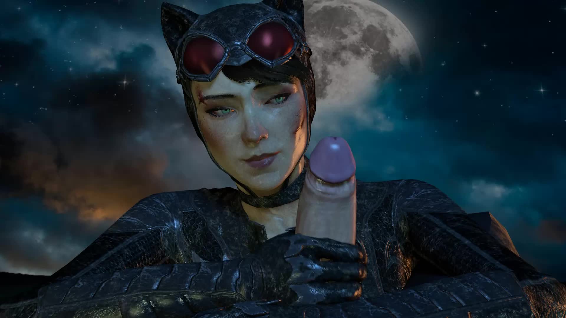 Женщина кошка оголила сиськи  для Бэтмена  15 фото эротики